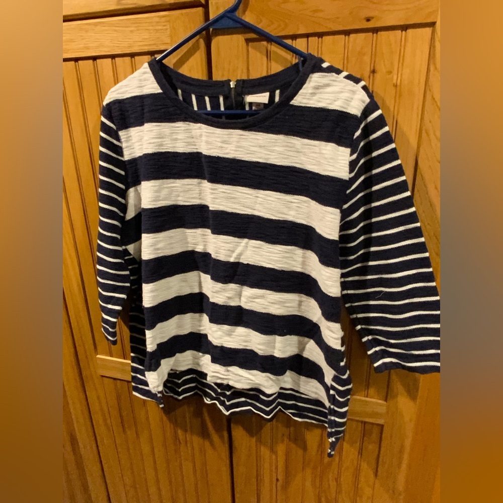Merona Navy and White Striped Top